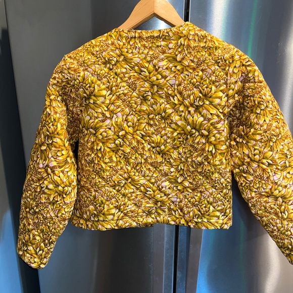 KIKA Vargas CROP JACKET NEW Mum Floral Quilted Jacket GOLD Yellow tan Button Up - Picture 6 of 16
